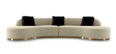 Picture of Divani Casa Frontier - Glam Off-White Fabric Curved Sectional Sofa with Black Pillows