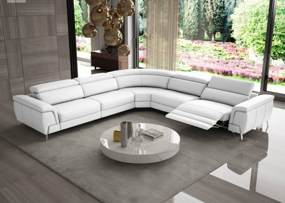 Picture of Lamod Italia Wonder - Italian Modern White Leather Sectional Sofa with Recliners