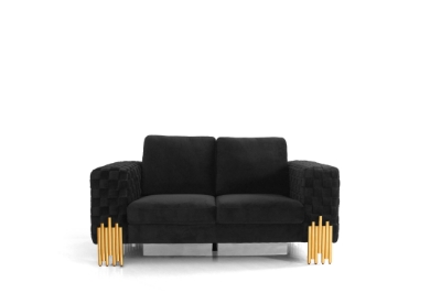 Picture of Divani Casa Georgia- Modern Velvet Glam Black + Gold Loveseat