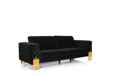 Picture of Divani Casa Georgia- Modern Velvet Glam Black + Gold Sofa