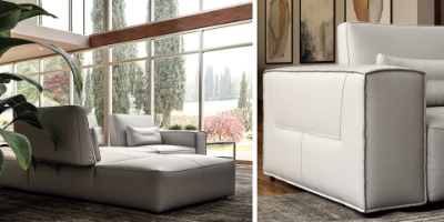 Picture of Lamod Italia Hollywood - Italian Leather White Sectional Sofa with Armless Seat with No Back