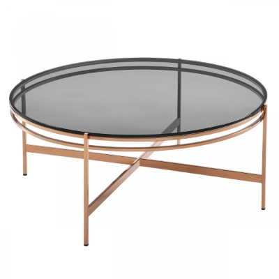 Picture of Modrest Bradford - Modern Smoked Glass & Rosegold Coffee Table