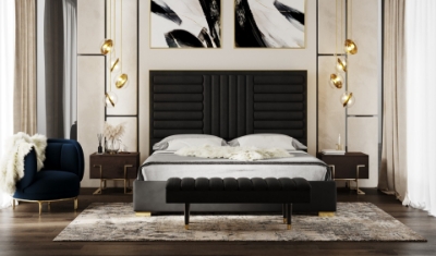 Picture of Modrest Daystar - Modern Dark Brown Velvet & Gold Bed