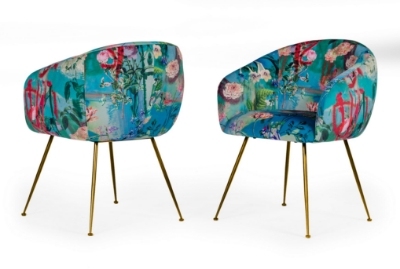 Picture of Modrest Roxann - Contemporary Floral Velvet Gold Dining Chair