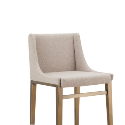 Picture of Modrest Mimi - Contemporary Beige + Brass Bar Stool (Set of 2)