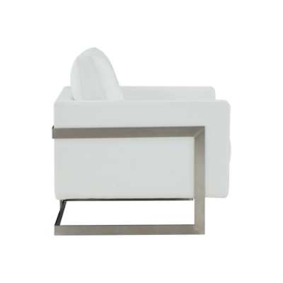 Picture of Modrest Prince - Contemporary White + Silver Vegan Leather Accent Chair