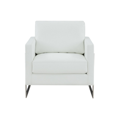 Picture of Modrest Prince - Contemporary White + Silver Vegan Leather Accent Chair