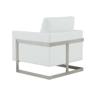 Picture of Modrest Prince - Contemporary White + Silver Vegan Leather Accent Chair