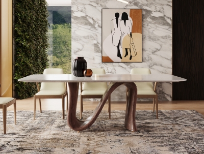 Picture of Modrest Carrizo - Contemporary Walnut + Marble Dining Table