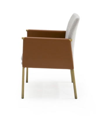 Picture of Modrest Pettit - Modern Light Grey/ Camel and Brass Arm Dining Chair