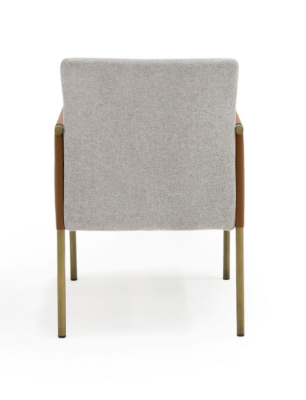 Picture of Modrest Pettit - Modern Light Grey/ Camel and Brass Arm Dining Chair