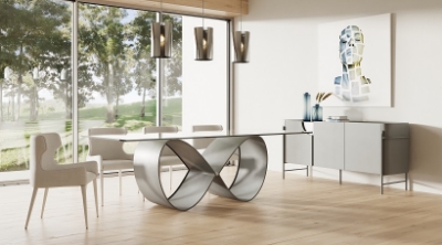 Picture of Modrest Hadley- Glass & Matte Grey Dining Table