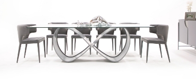 Picture of Modrest Hadley- Glass & Matte Grey Dining Table