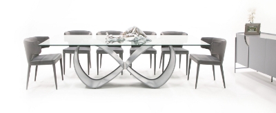 Picture of Modrest Hadley- Glass & Matte Grey Dining Table