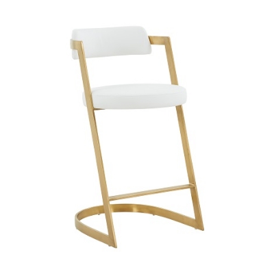 Picture of Modrest Shandra - White Leatherette & Gold Counter Stool