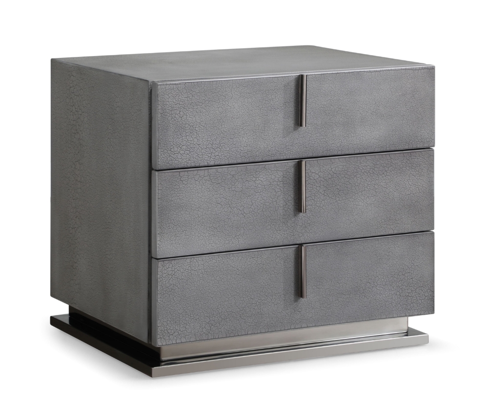 Picture of Modrest Buckley Modern Cracked Grey 3-Drawer Nightstand