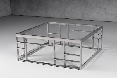 Picture of Modrest Stephen - Modern Glass & Stainless Steel Square Coffee Table 