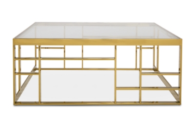 Picture of Modrest Stephen - Modern Glass & Gold Stainless Steel Square Coffee Table 