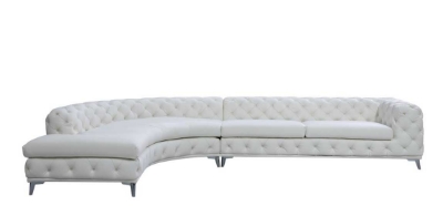 Picture of DIvani Casa Kohl - Contemporary White LAF Curved Shape Sectional Sofa w/ Chaise