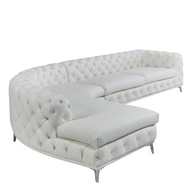 Picture of DIvani Casa Kohl - Contemporary White LAF Curved Shape Sectional Sofa w/ Chaise