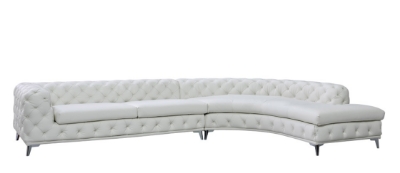 Picture of DIvani Casa Kohl - Contemporary White RAF Curved Shape Sectional Sofa w/ Chaise