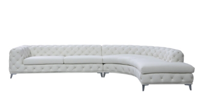 Picture of DIvani Casa Kohl - Contemporary White RAF Curved Shape Sectional Sofa w/ Chaise