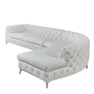 Picture of DIvani Casa Kohl - Contemporary White RAF Curved Shape Sectional Sofa w/ Chaise