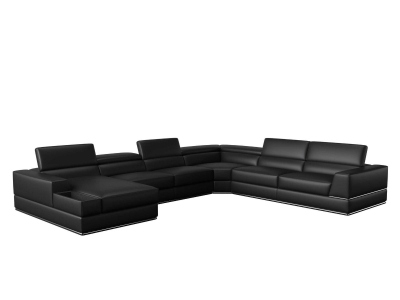 Picture of Divani Casa Pella - Modern Black Italian Leather U Shaped LAF Chaise Sectional Sofa