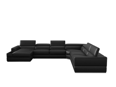 Picture of Divani Casa Pella - Modern Black Italian Leather U Shaped LAF Chaise Sectional Sofa