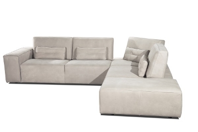 Picture of Lamod Italia Hollywood - Italian Light Grey Leather RAF Chaise Sectional Sofa