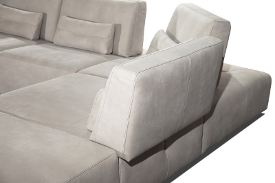 Picture of Lamod Italia Hollywood - Italian Light Grey Leather LAF Chaise Sectional Sofa