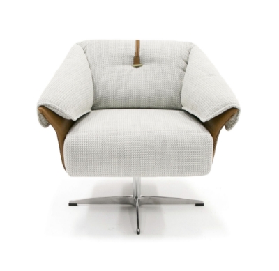 Picture of Modrest Ohio - Swivel Grey and Camel Fabric Accent Chair