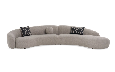 Picture of Divani Casa Allis - Glam Grey and Black Fabric Curved Sectional Sofa