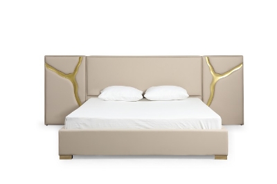 Picture of Modrest Aspen - Glam Beige Bonded Leather & Gold Bed