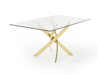 Picture of Modrest Pyrite Modern Glass and Gold Dining Table