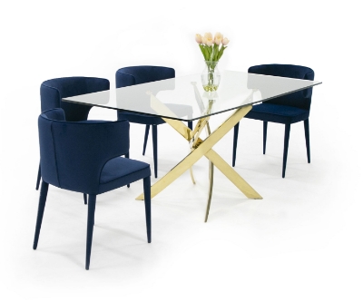 Picture of Modrest Pyrite Modern Glass and Gold Dining Table