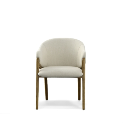 Picture of Modrest Lunde Cream Fabric and Walnut Arm Dining Chair