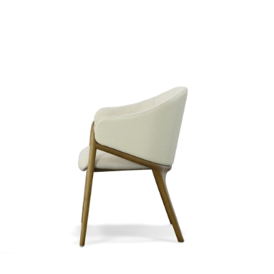 Picture of Modrest Lunde Cream Fabric and Walnut Arm Dining Chair