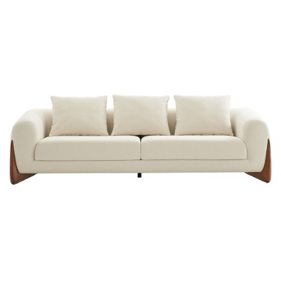 Picture of Modrest Fleury - Contemporary Cream Fabric and Walnut Sofa