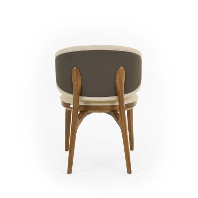 Picture of Modrest Chance - Contemporary Cream Fabric and Brown Leatherette Walnut Dining Chair