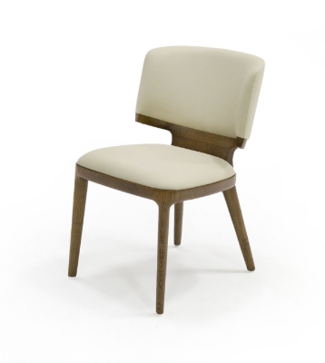 Picture of Modrest Stanley - Contemporary Beige Leatherette and Walnut Set of 2 Dining Chair