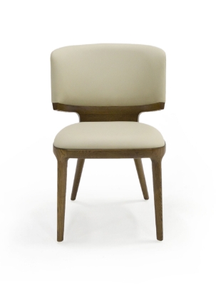 Picture of Modrest Stanley - Contemporary Beige Leatherette and Walnut Set of 2 Dining Chair