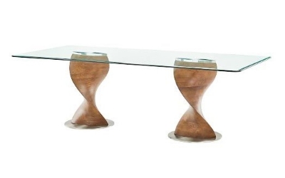 Picture of Modrest Cleveland - Contemporary Glass and Walnut Dining Table