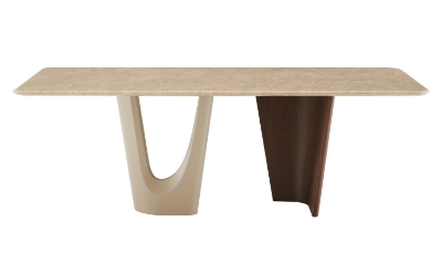 Picture of Modrest Brianna - Contemporary Marble and Cream/Walnut Dining Table