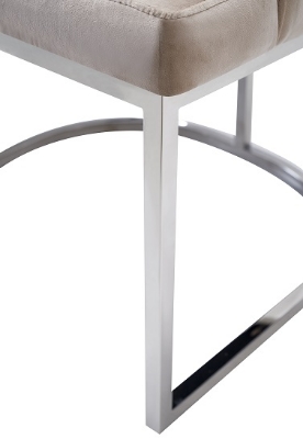 Picture of Modrest Daria - Modern Beige Velvet and Stainless Steel Dining Chair Set of 2 