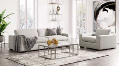 Picture of Divani Casa Poppy - Modern White Fabric Long Sofa