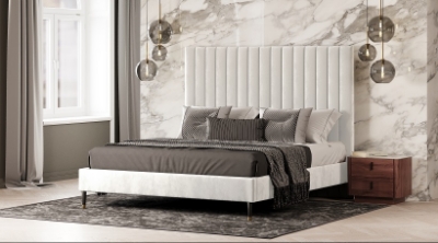 Picture of Modrest Hemlock - Contemporary White Fabric  Bed