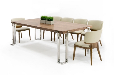 Picture of Modrest Heloise - Modern Walnut & Stainless Steel Dining Table