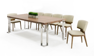 Picture of Modrest Heloise - Modern Walnut & Stainless Steel Dining Table