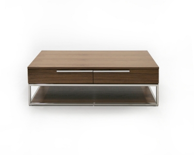 Picture of Modrest Heloise - Modern Walnut and Stainless Steel Coffee Table